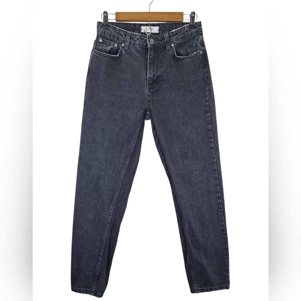 We The Free Black Washed Denim Womens Jeans Straight Relaxed High Waist Size 26